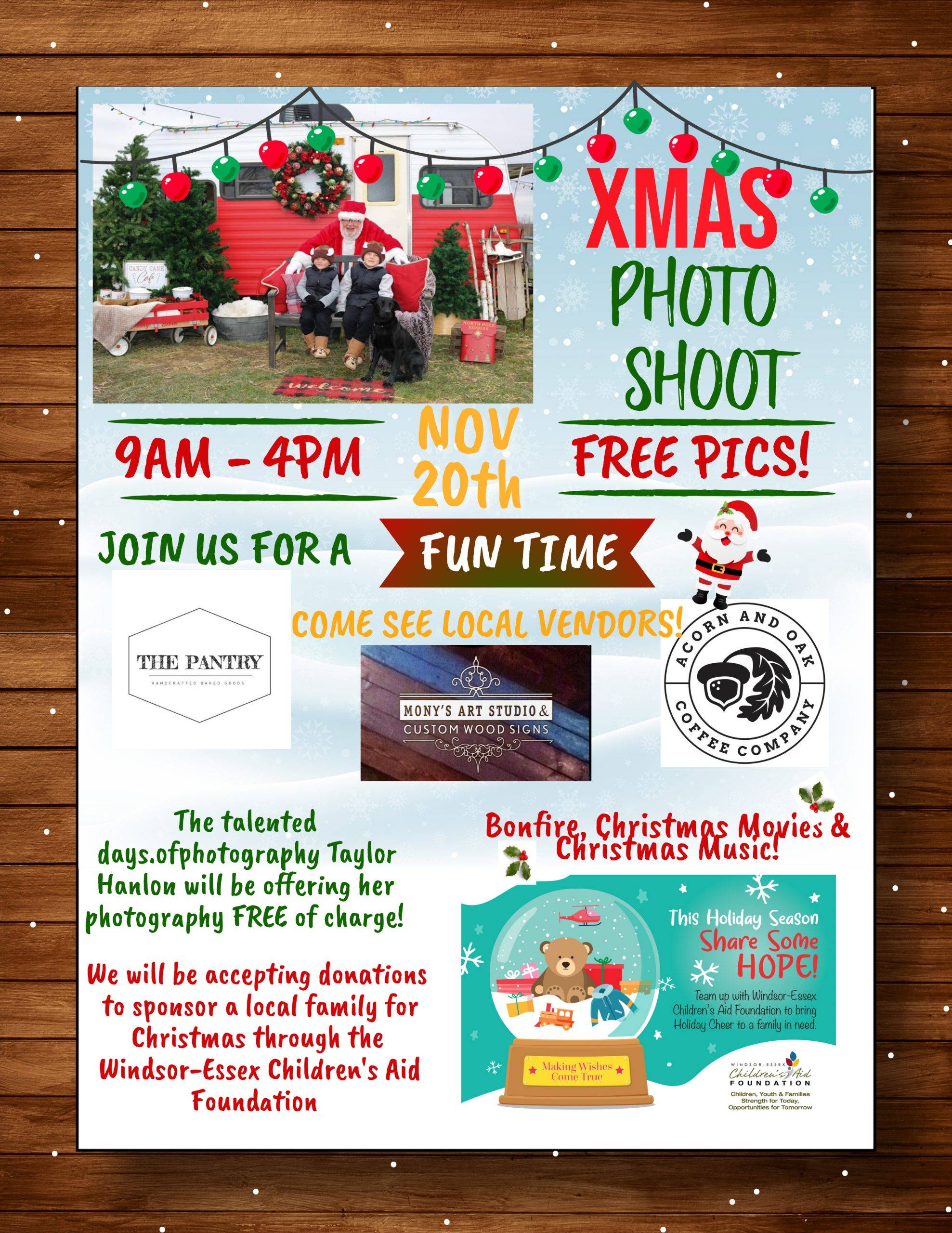 Join us – Saturday November 20th for our Christmas PHOTO SHOOT!!