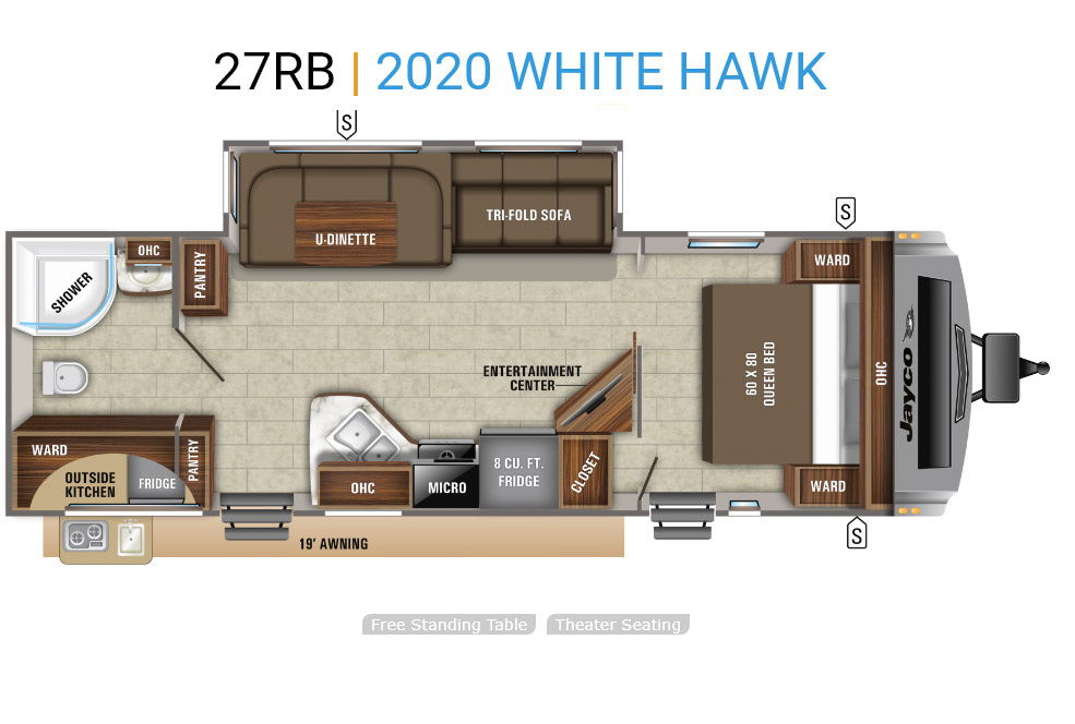 white hawk travel trailer floorplans